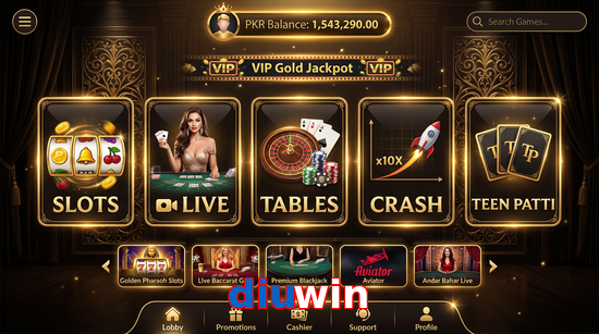 Main screen of Diuwin casino page for PK players